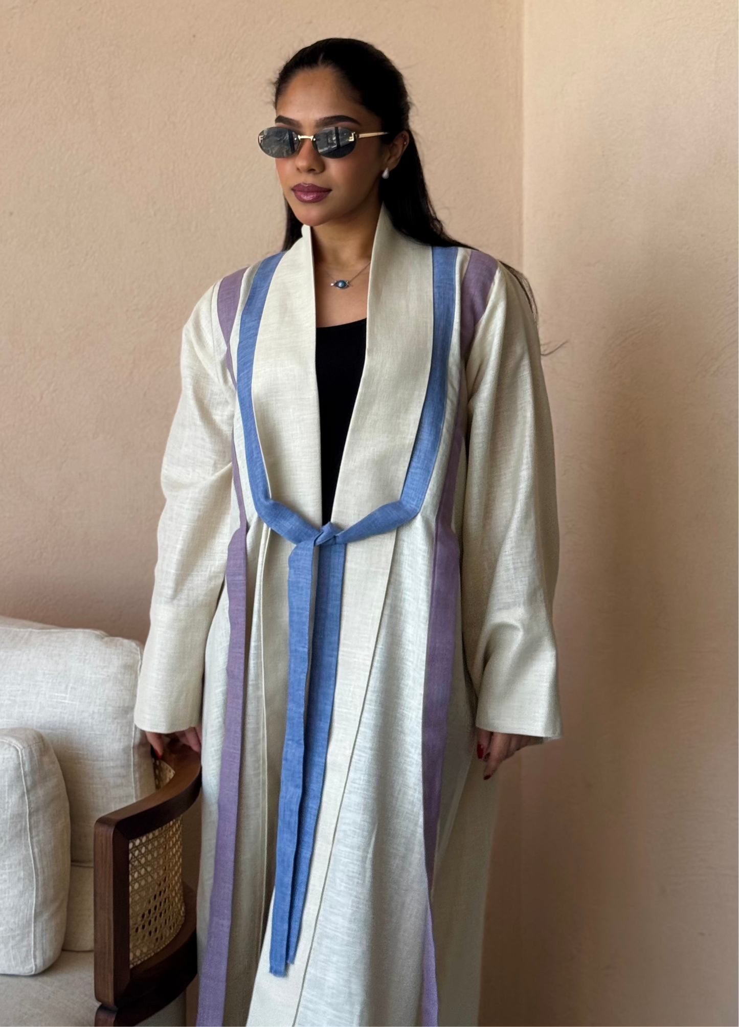 Two Tone Linen Abaya
