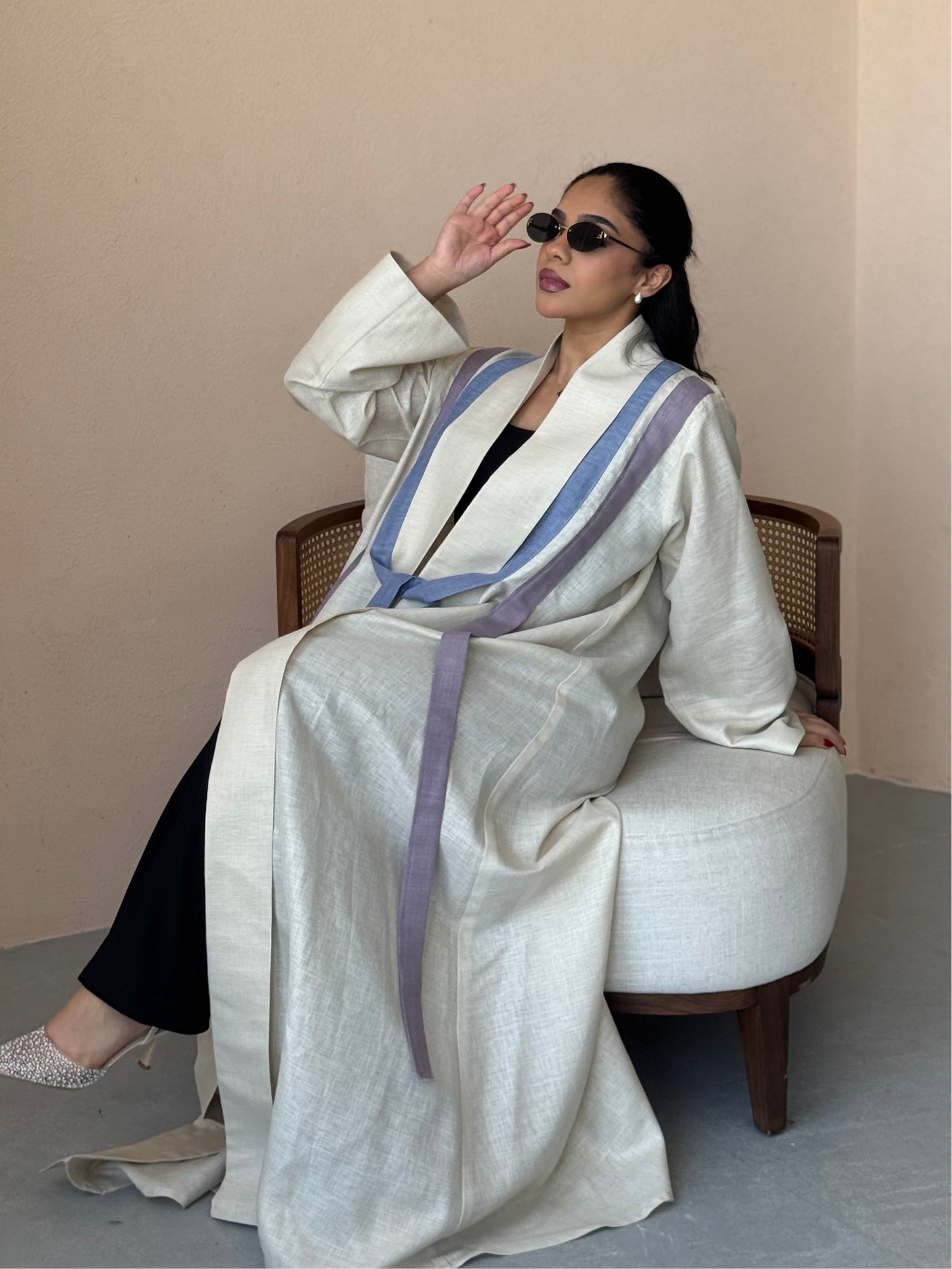Two Tone Linen Abaya