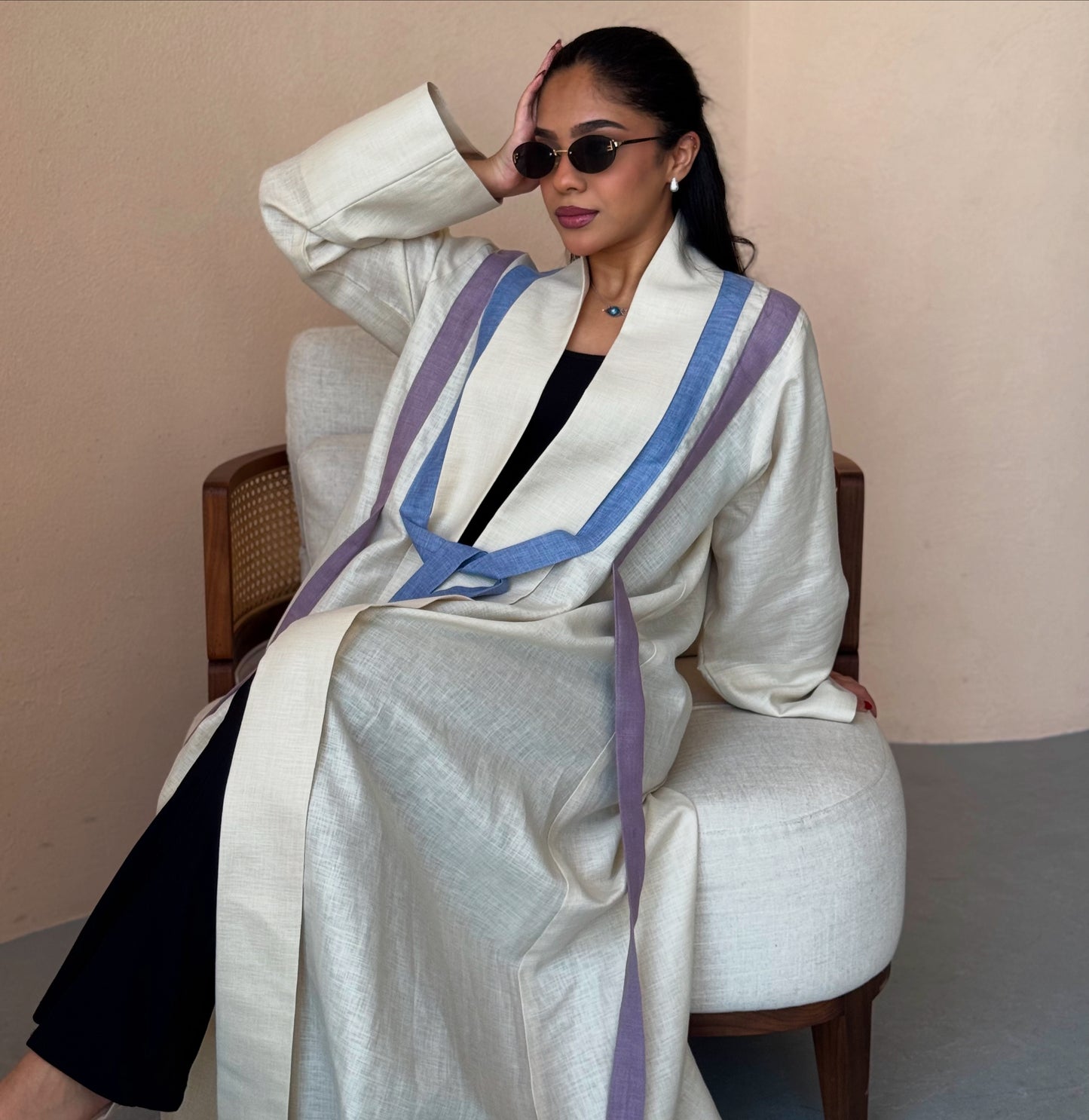 Two Tone Linen Abaya