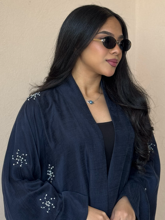 Navy Crystals Abaya