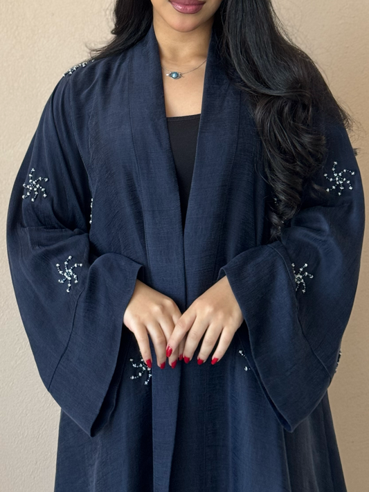 Navy Crystals Abaya