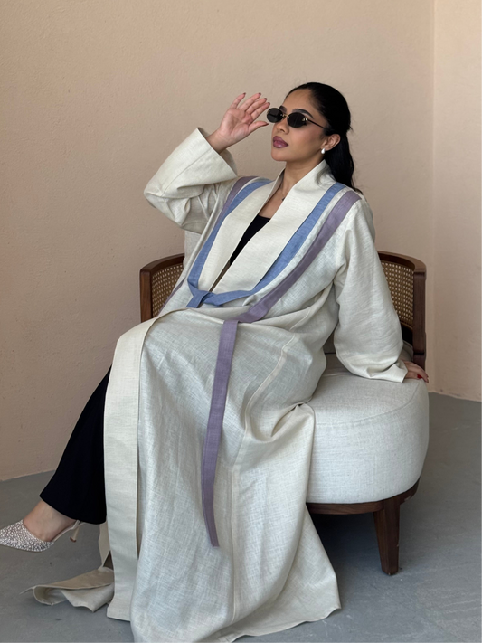 Two Tone Linen Abaya